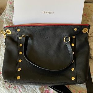 Hammitt Large Daniel bag black leather with red suede interior